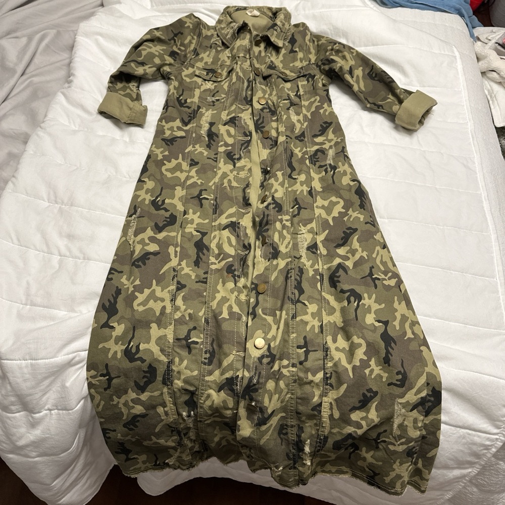 Camouflage Long Sleeve Maxi Dress